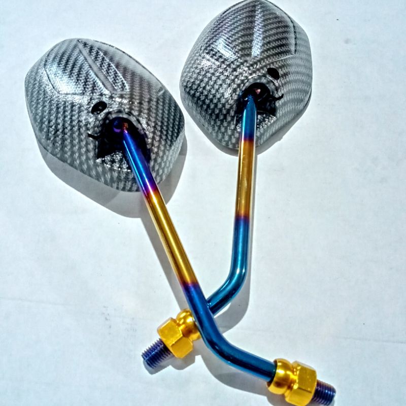 Spion Beat Karbon Tangkai Panjang Blue Gold Blue