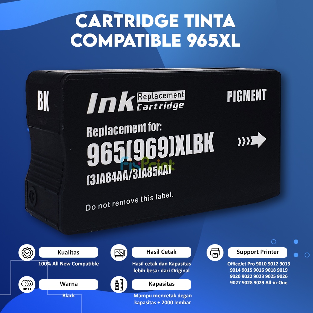 Cartridge Tinta Compatible 965XL 965 XL Black Cyan Magenta Yellow High Yield