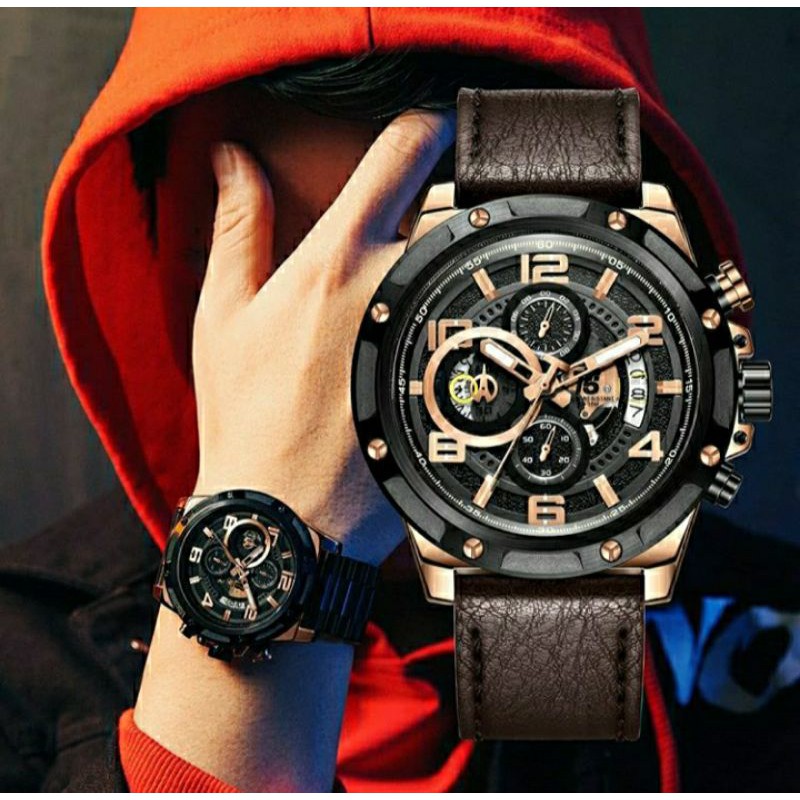 T5 H3706G SPESIAL EDITION Jam Tangan Pria Original Fashion Keren Anti Air Double Strap Tali 1 Set