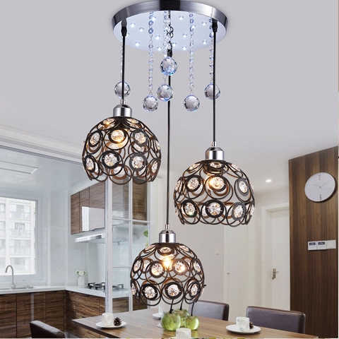 Led Restaurant Chandelier Three Restaurant Chandelier Simple Modern Dining Room Crystal Balcony Cr Shopee Indonesia
