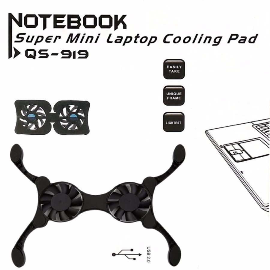 Cooling pad laptop Lipat kepiting 919 - Coolingpad pendingin notebook mini - Cooler pad fan