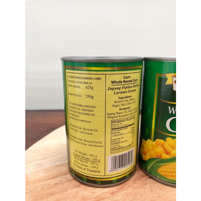 

Da202X6 Golden Brand Whole Kernel Corn Jagung Butir 425Gram Xa20X1