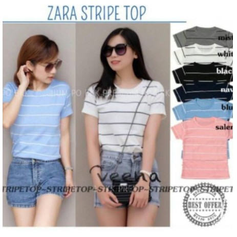 VQ Fashion ZAR STRIPE TOP | Z4ra Stripe Top Bahan Spandek ukuran Fit L