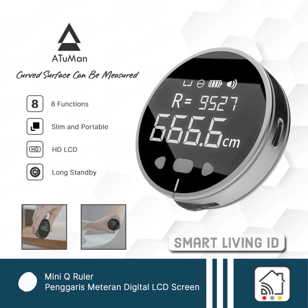 

Atuman Mini Q Ruler Penggaris Meteran Digital Portable Elektrik LCD Screen