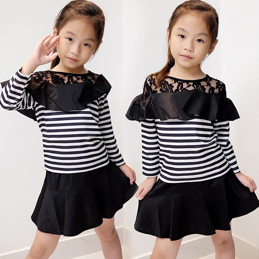 Setelan Anak Cewek Valencia Monochrome Set 2in1 (baju, rok)