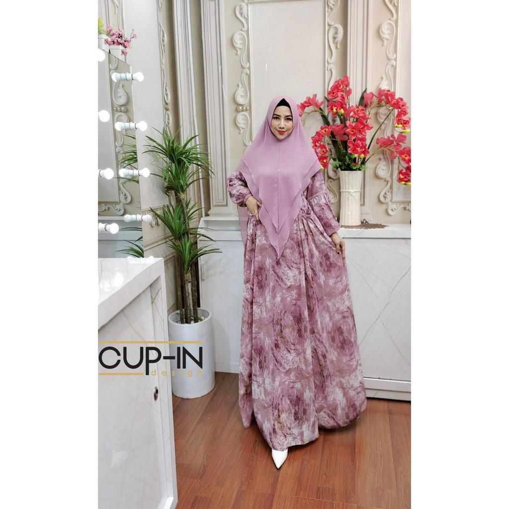 Gendis Syar'i Abstrak By Cup-In Design ORI Hijab Gamis Syari Kekinian BestSeller Terlaris Termurah O