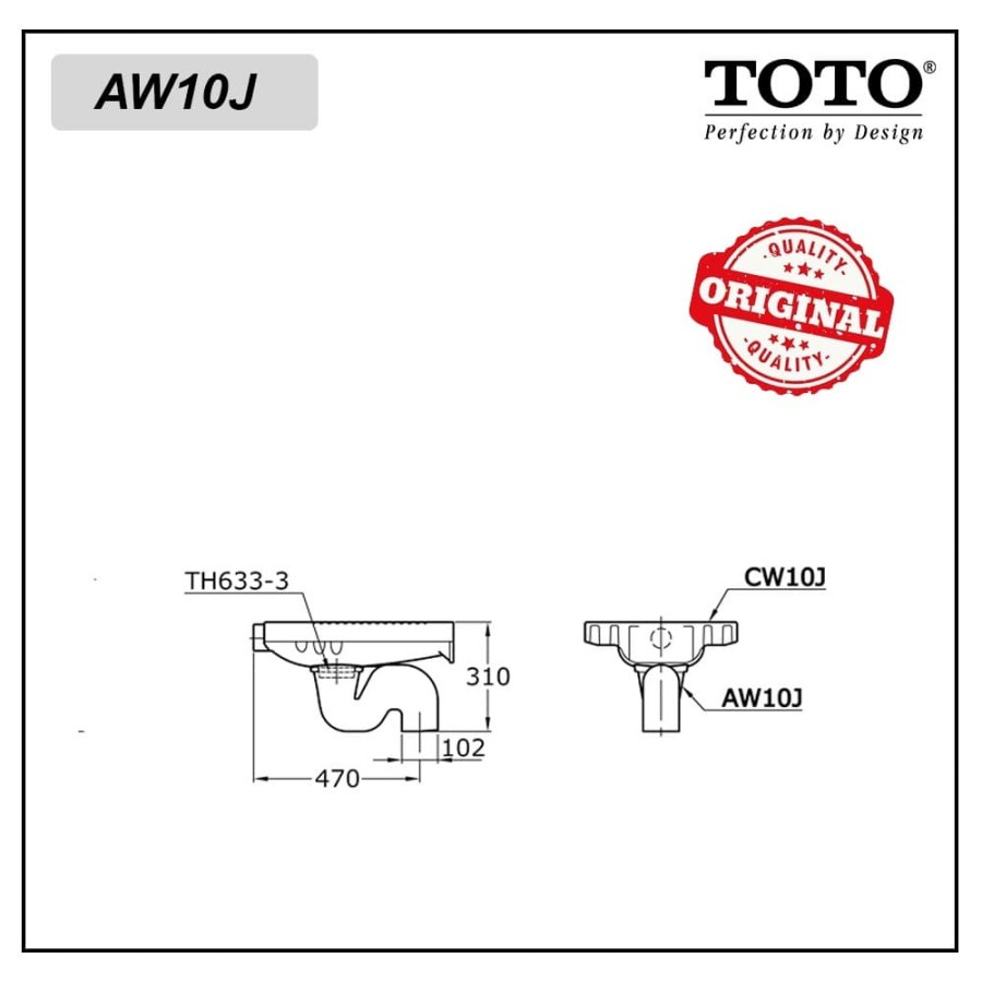 TOTO AW10J S-trap untuk closet jongkok CW10J