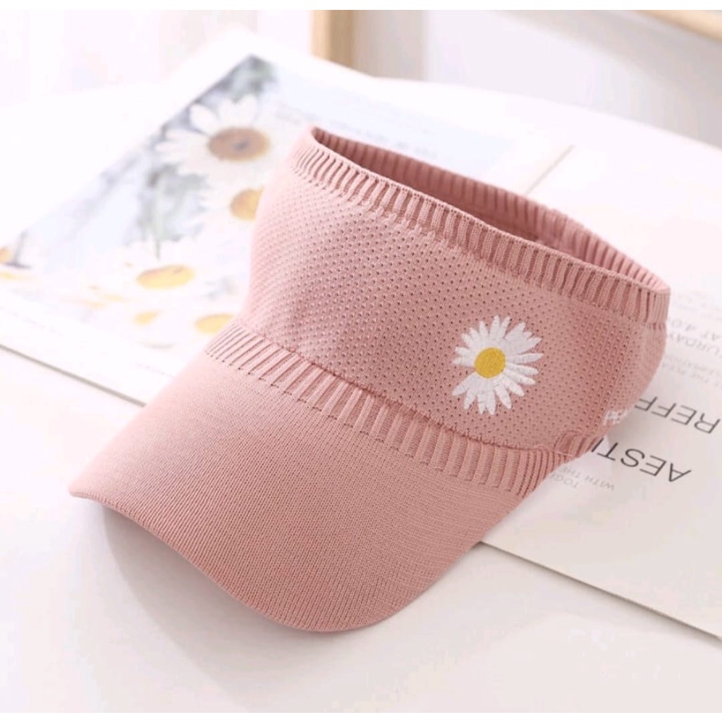 Topi Senam Rajut Bunga Daisy Terbaru