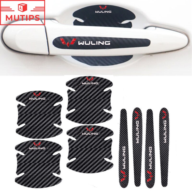 Wuling 8Pcs Stiker Pelindung Handle Pintu Mobil Bahan Carbon Fiber Untuk Confero Cortez Almaz Confero s