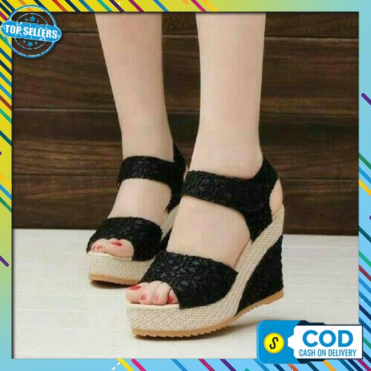 Wedges  Wanita Korea Wedges Sepatu Pesta Kondangan Casual Wanita Cafana Sandal Wedges Wanita