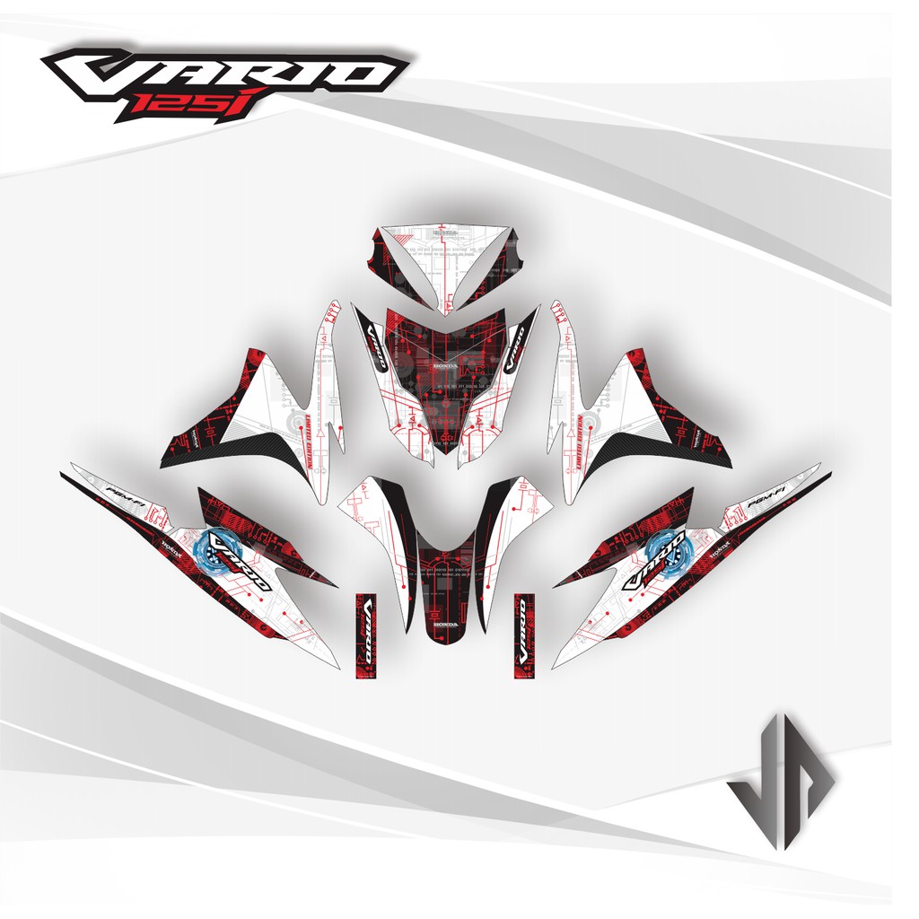 Decal Sticker / Stiker Vario 125 Old 2013 2014 Electro - Merah