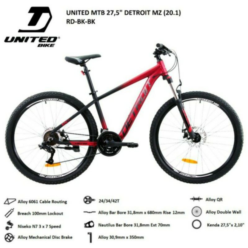 United detroit MZ MTB 27.5 sepeda gunung