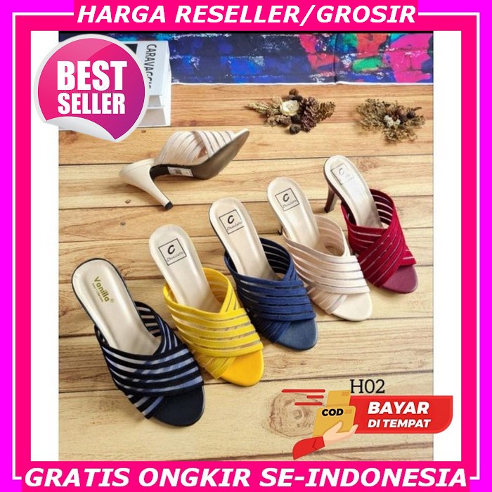 Sandal Wanita Jinjit Hak Tahu Nyaman Sendal Tinggi Pesta Kondanga Ml91 Herdian Dn 04 Pita High Hee H