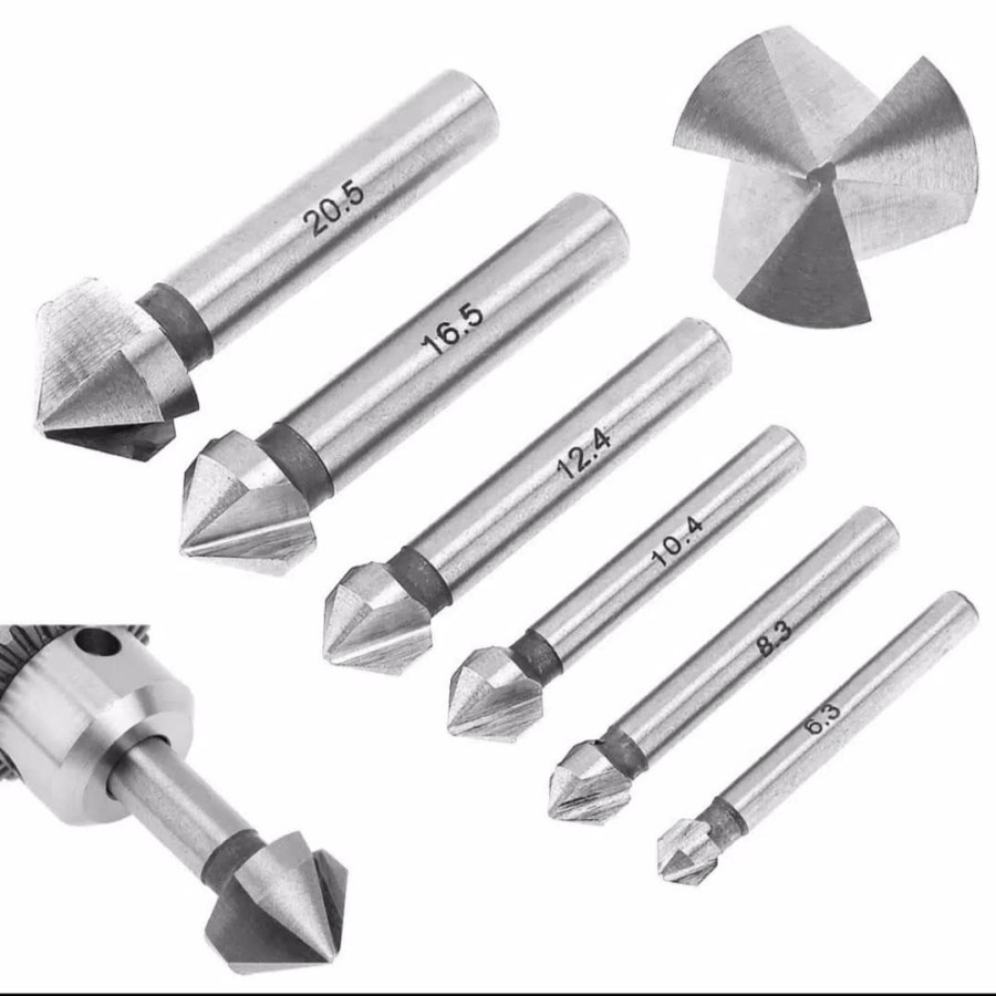 Set 6Pcs Mata Bor Countersink Chamfer Hss  90 derajat
