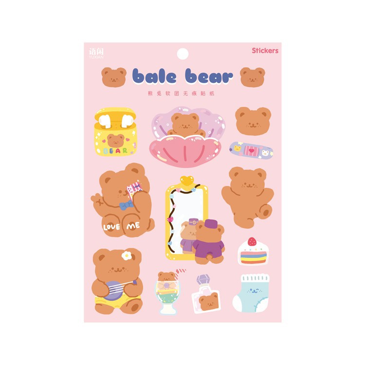 imoda 1Lembar Stiker Beruang Lucu DIY Perlengkapan Dekorasi Diary Stiker Untuk Scrapbook-J