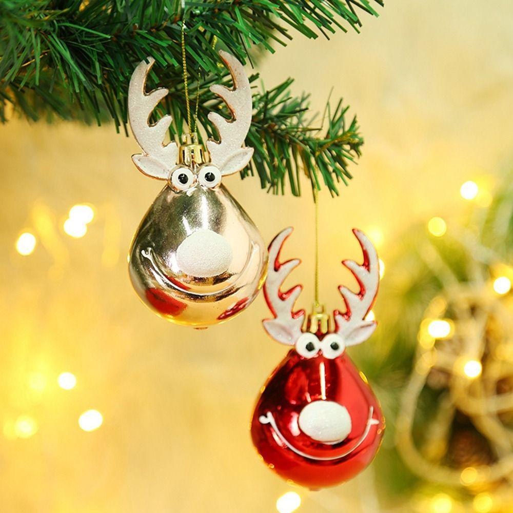 [Elegan] Christmas Decor 2pcs Kreatif Tahun Baru Plating Bola Natal Navidad Elk Pendant