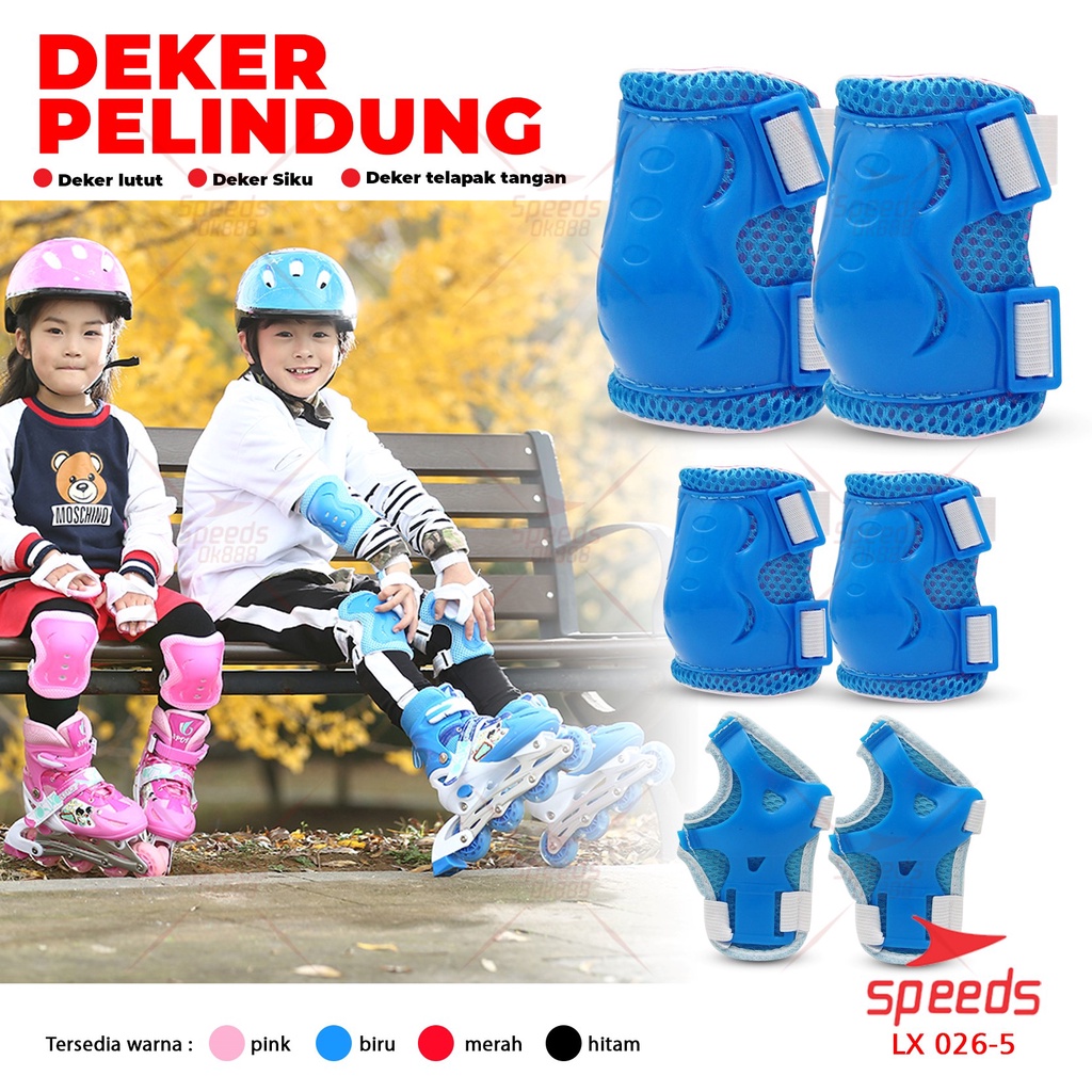 SPEEDS Deker Sepatu Roda Anak Deker Inline Skate Pelindung Lutut Sikut Sepatu Roda Anak 026-5