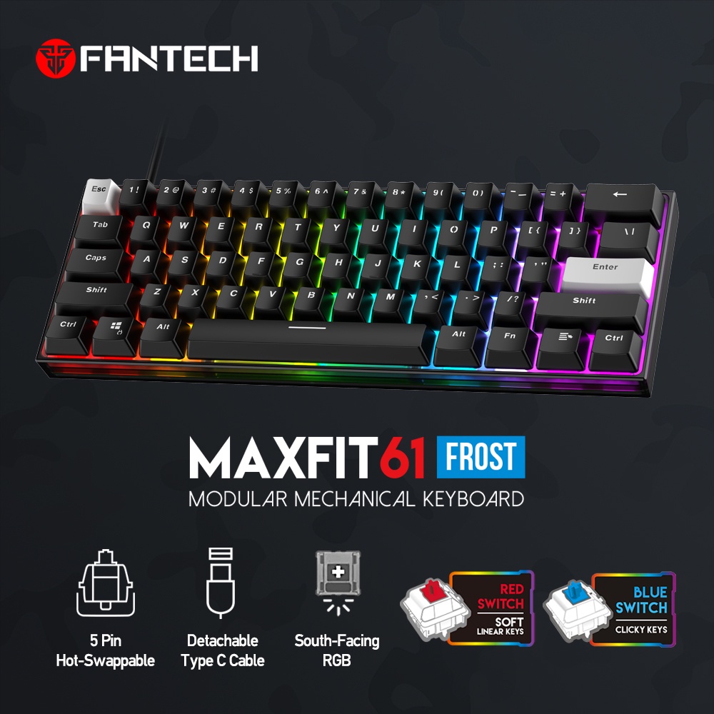 Fantech MK857 Maxfit61 Frost Wired RGB 60% Mechanical Gaming Keyboard