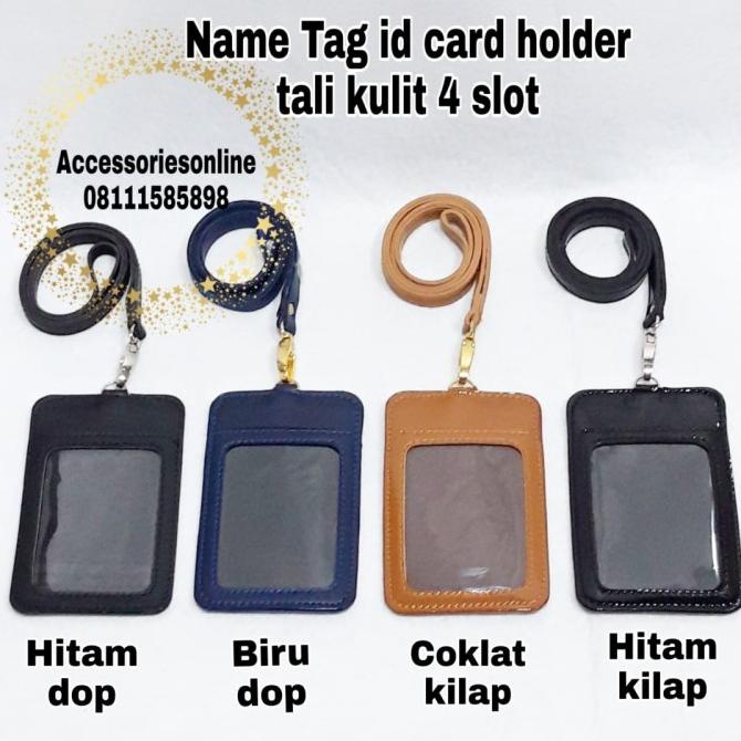 

BISA COD Name Tag id card holder tali kulit 4 slot card Tali Kalung NEW Kode 505