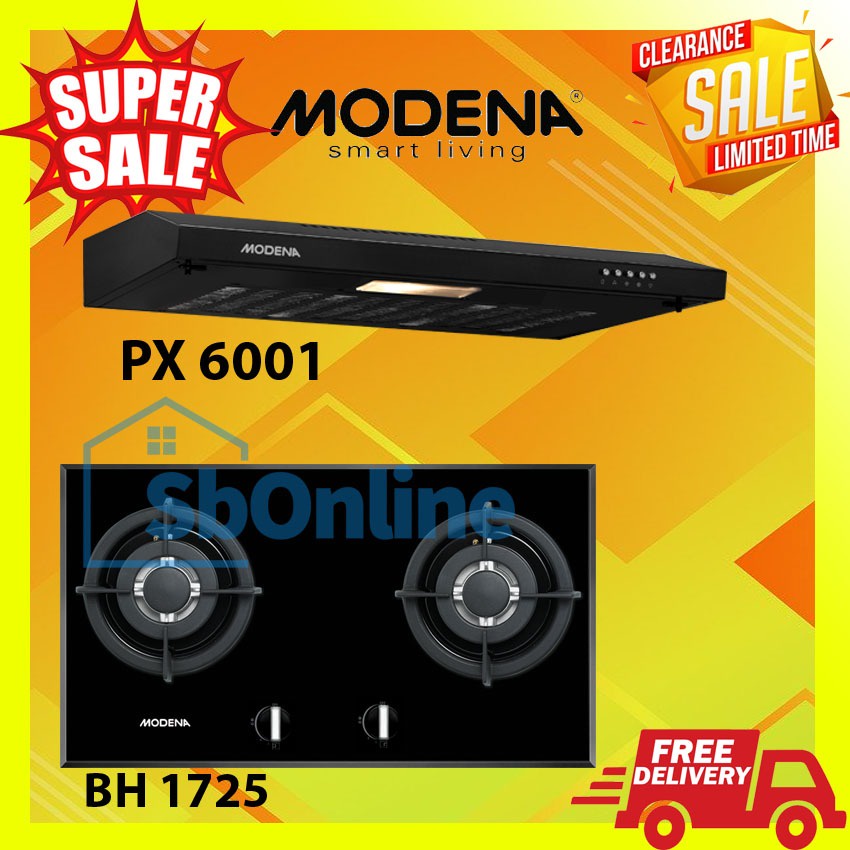 Paket Modena Kompor Tanam BH 1725 Dan Cooker Hood Slim PX 6001 Harga Pabrik