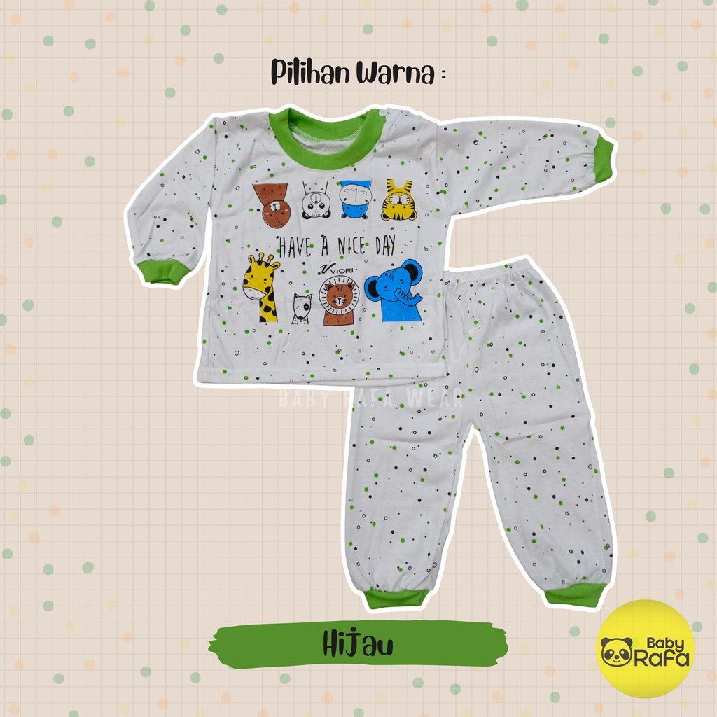 Setelan Piyama Baju Bayi Panjang 3 - 18 Bulan merk VIORI motif Have A Nice Day