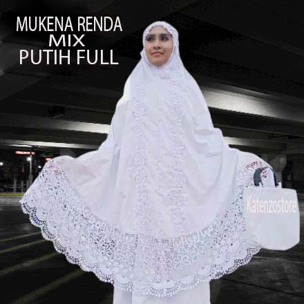 MUKENA RENDA BUNGA KAIN SEMI SUTERA BORDIR MOTIF KADO ULANG TAHUN SHOLAT TARAWEH