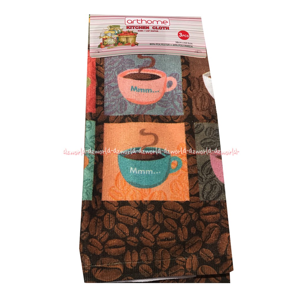 Arthome Kitchen Cloth Lap Dapur Motif Kopi 38cmx63,5cm Daya Serap Tinggi