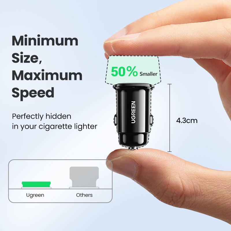 【Stok Produk di Indonesia】IPHONE Ugreen Charger Mobil USB 30W Quick Charge QC4.0 QC3.0 Tipe C PD Car Charging Kompatibel Untuk Iphone14 13 pro Max13/12/11/XS/XS Max/XR/X/8 /8 plus/7 plus XiaoMi Realme Kamera Mobil