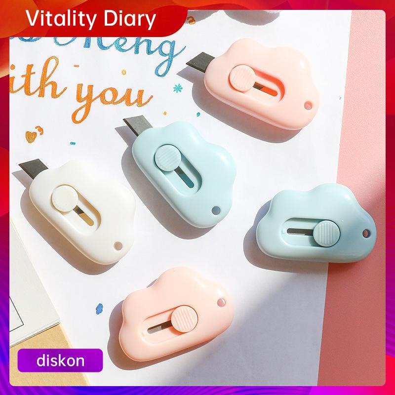 

cutter unik mini lucu kreatif kartun utilitas awan portabel kotak knife mini kantor pemotong kertas manual pisau kecil