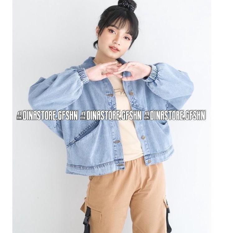 JAKET BAGGY JACKET JEANS OVERSIZE WANITA ORIGINAL KARET LENGAN BALON PREMIUM ▫ SUS.901012