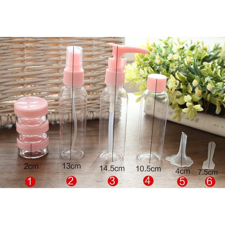 DS Wadah botol isi ulang kosmetik parfum serum Travel Kit 6 in 1 Refill Bottle Spray Toiletries