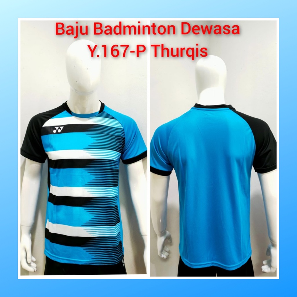 Kaos badminton pria jersey bulutangkis baju atasan jersy wanita dewasa t-shirt outfit seragam kostum olahraga casual suit pakaian jarsey oblong apparel sports jersi bulu tangkis Y167 turqis polos