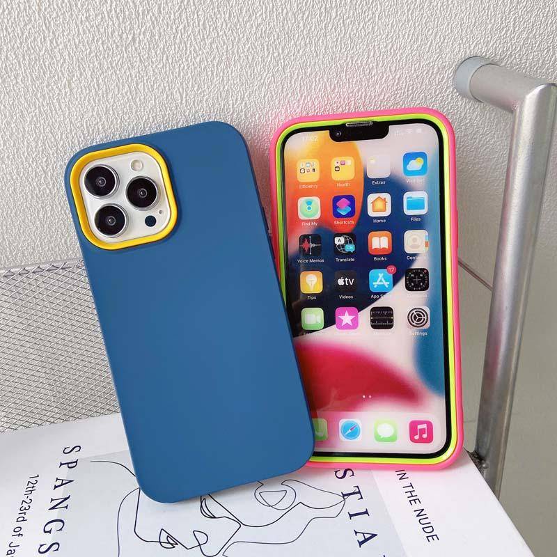 3 in 1 Soft Case Silikon Cair Tahan Benturan Cover Proteksi Lensa Belakang iPhone 11 12 13 Pro Max