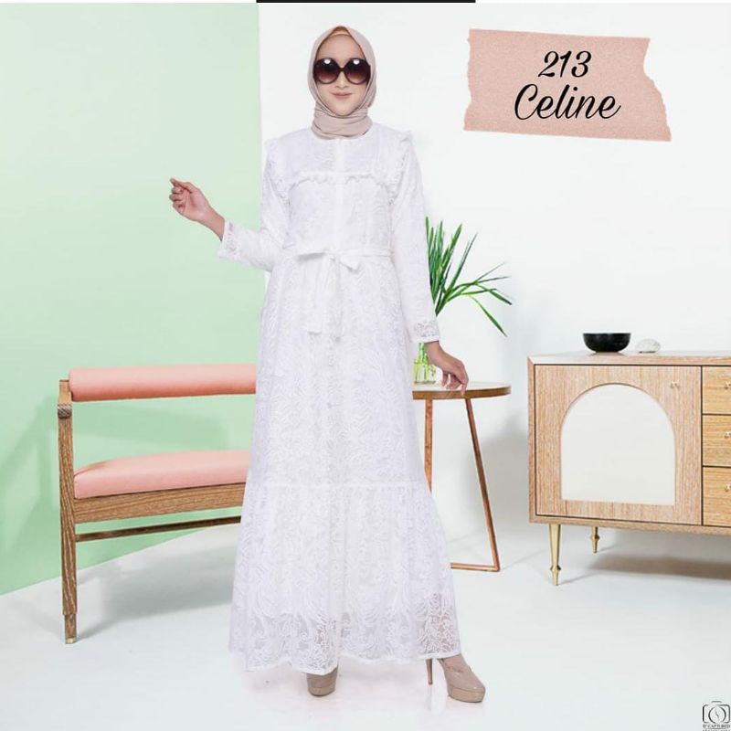 Gamis Brukat Putih Polos