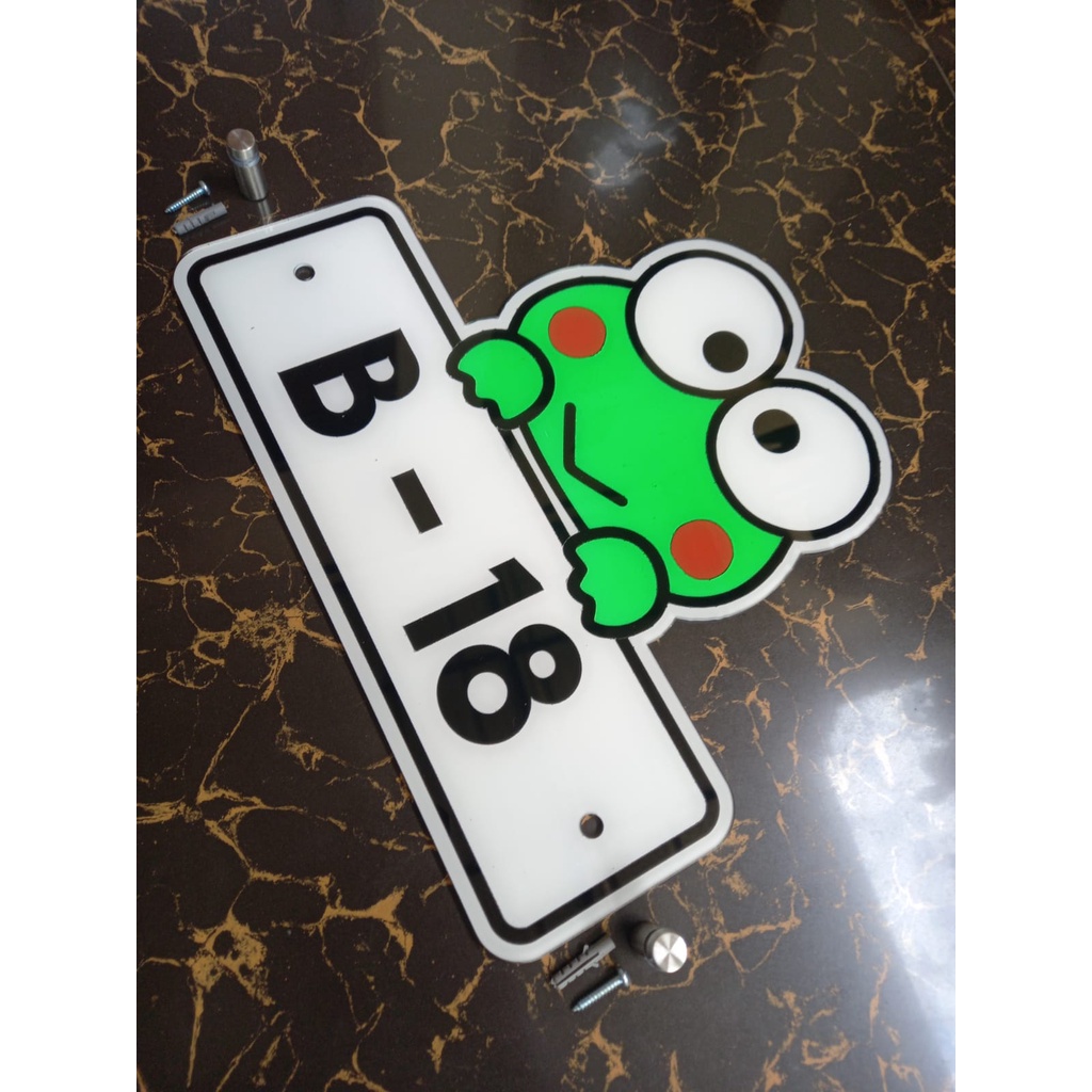 papan nomor rumah custom bentuk keroppi acrylic laser cuting free pen stainles