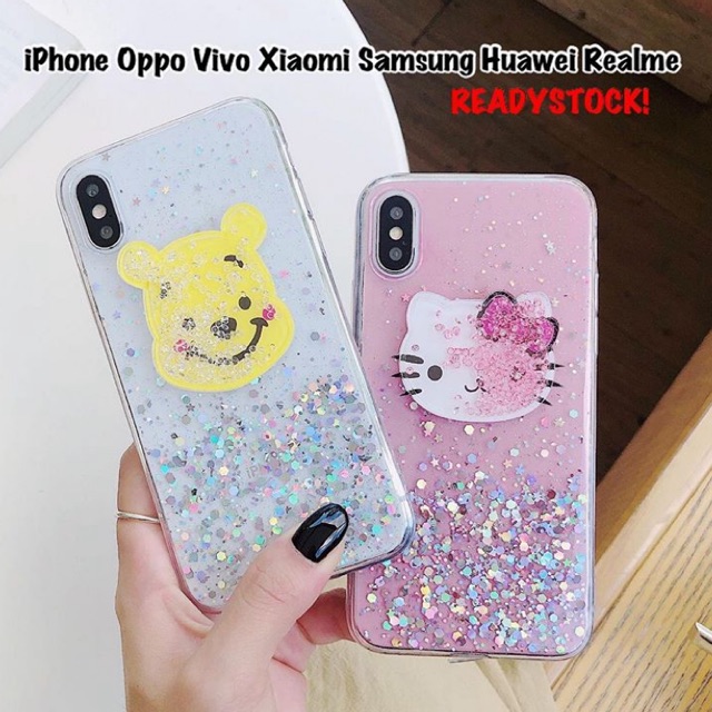 Glittery HK / POOH Case Casing TPU Samsung A12 A23 A33 A53 A73 A51 A71 A31 A32 A52 A72 A11 A21s A22 4g 5g M11 M20 A50 A70 A80 A30 A20s A30s A50s