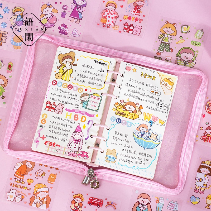 

100Zhang Shou Akun Sticker Set Tahan Air dan Tanpa Jejak Air Piala Pasta Kecil Dekoratif Pola Tebuin