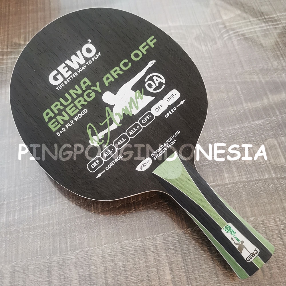 GEWO Aruna Energy ARC OFF - Kayu Pingpong Blade Tenis Meja Bet Bat Offensive Offensive+ Carbon