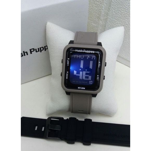 Jam Tangan Wanita HUSH PUPPIES DIGITAL 1302 Double strap Rubber