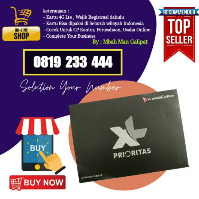 Nomor Cantik XL 10 digit Pascabayar Seri Naik Rapih 233 444