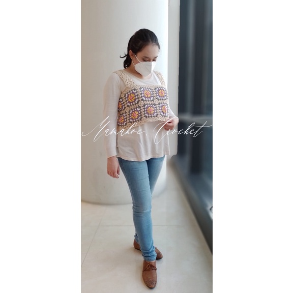 crop top vest poppy | rompi crop rajut size M & L
