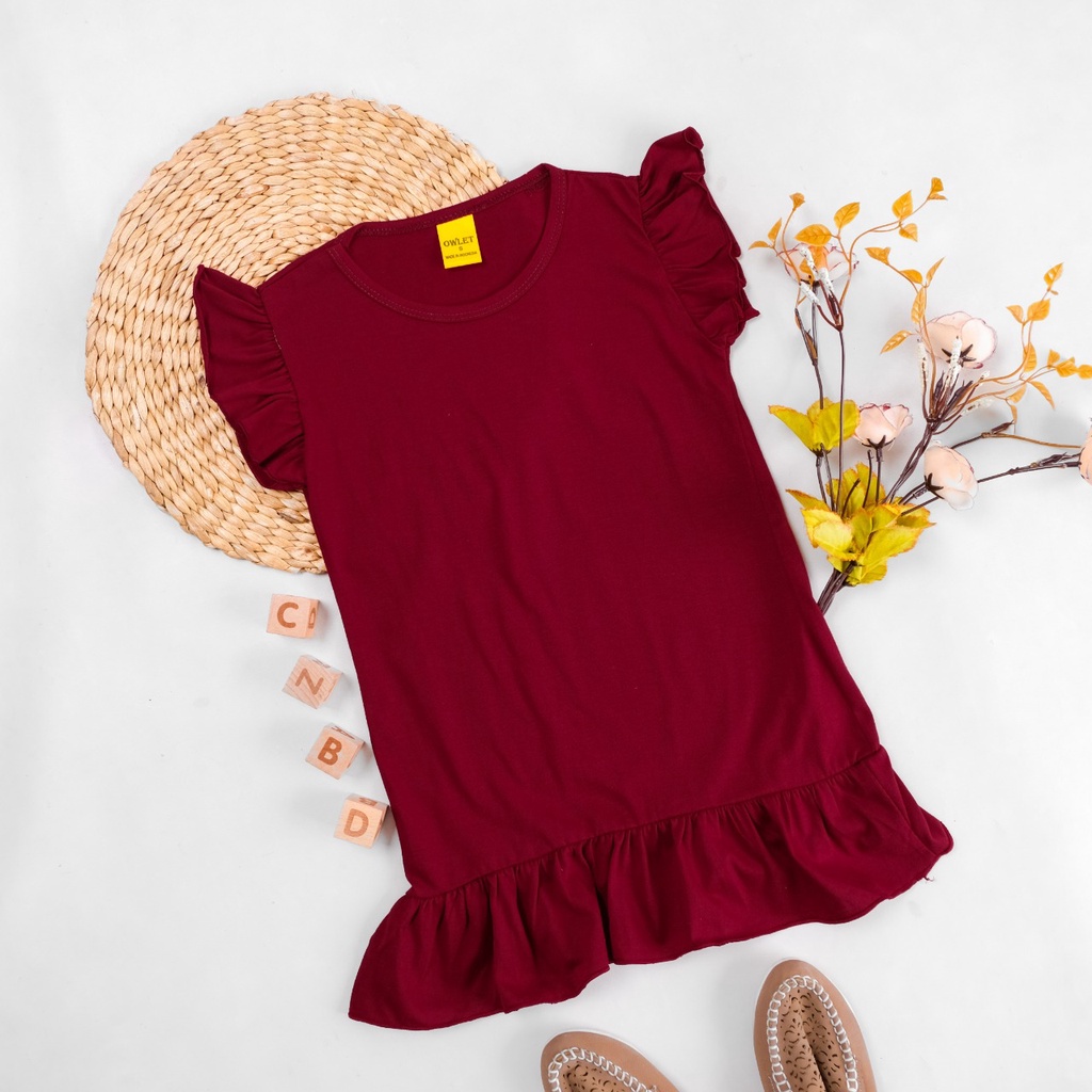 owlet - Dress ruffle polos anak / daster anak (1-6 tahun)