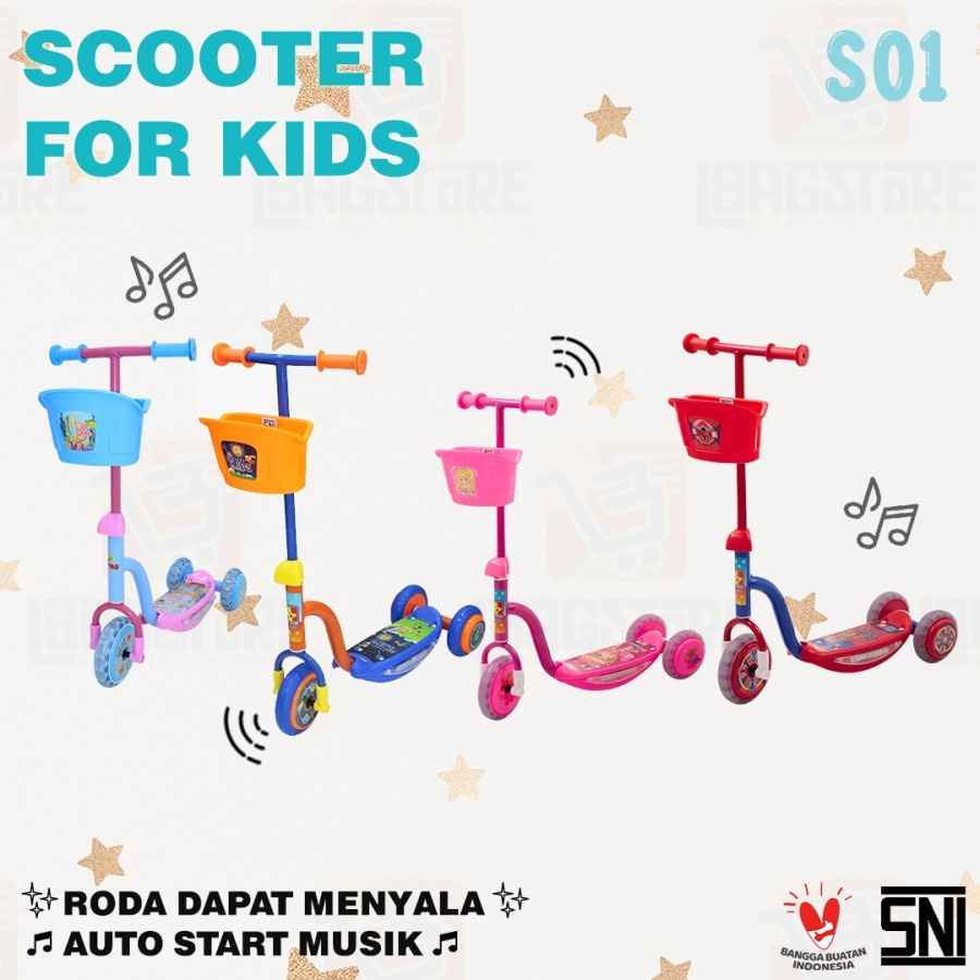 scooter kickboard skuter Anak Otoped Roda 3 nyala anak injak pmb s01