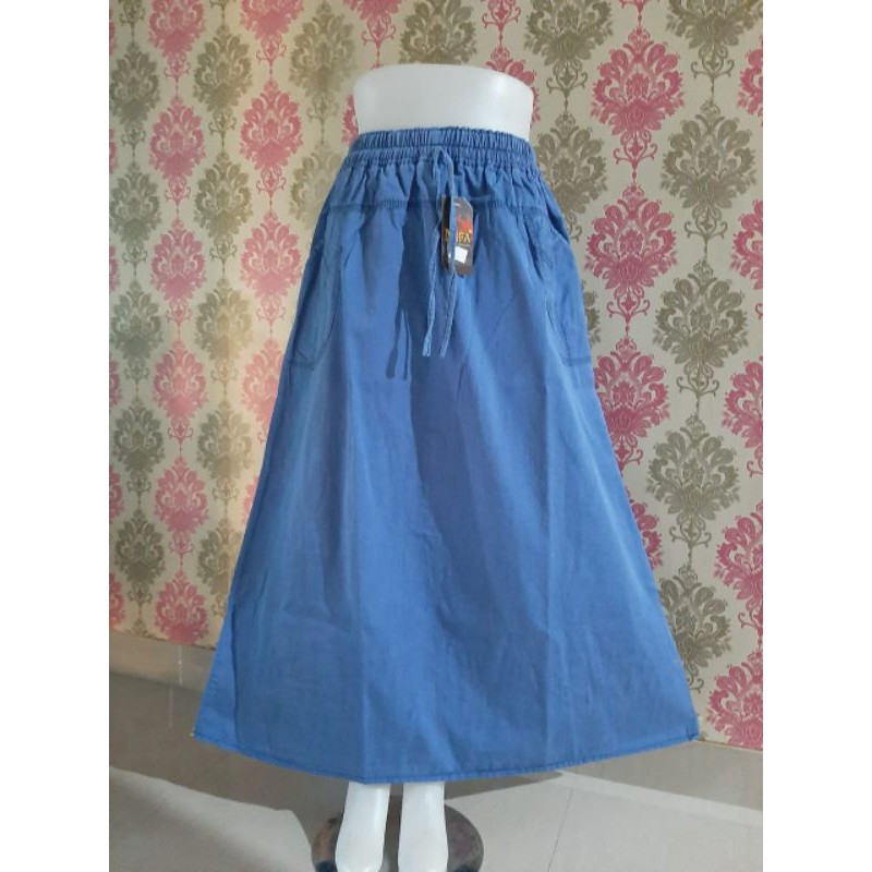 Rok Wanita Panjang Katun Semi Jeans Greige jins lokal office serba 35 bawahan Murah semi jeans halus grey by CB-4