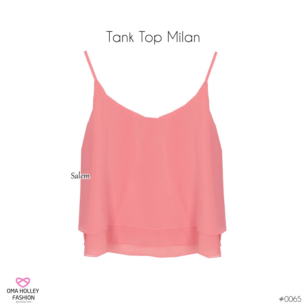 (COD) OH Fashion Tank Top Milan Basic Korea Double Layer Chiffon #0065-Salem