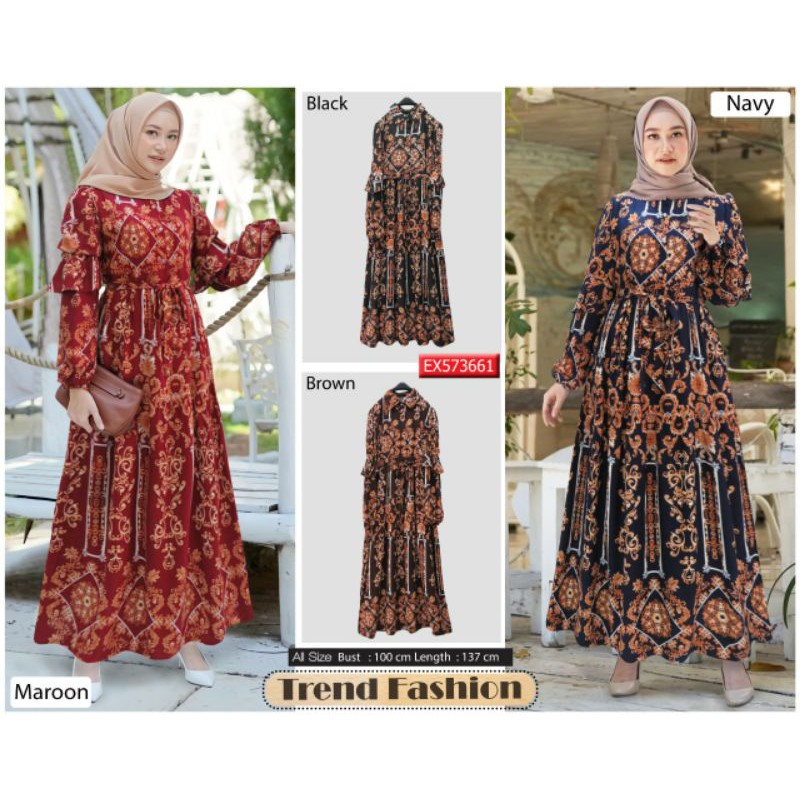 MAXI DRESS MOTIF ARSYA /  GAMIS RAYON SULTAN ORI BY EXTU
