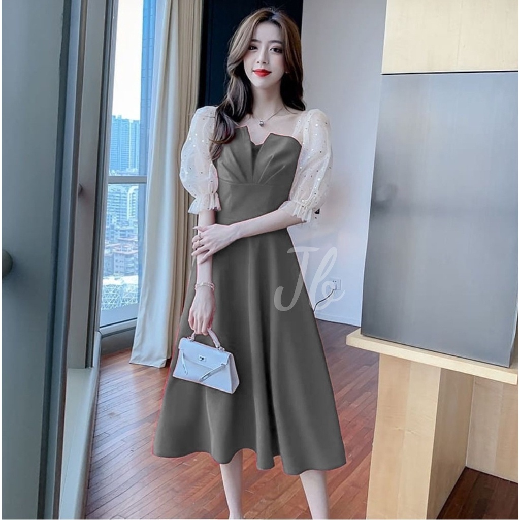 [VLFK] Dress Kimnara / Dress Elegant / Dress Casual Wanita Dewasa / Pakaian Dress Wanita Terbaru / Dress Wanita Korea / Dress / Dress kombinasi