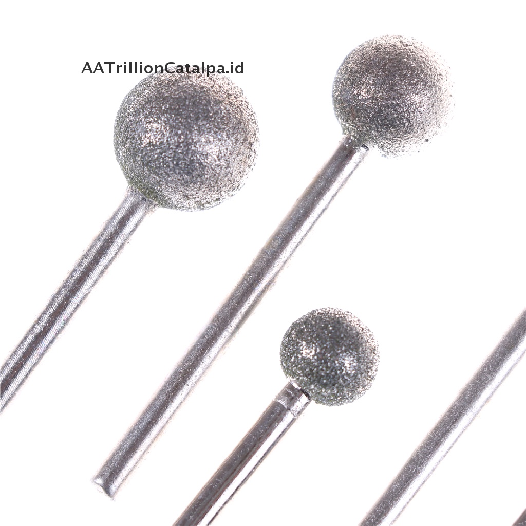 (AATrillionCatalpa) 6pcs Roda Gerinda Diamond Bulat 3mm Untuk Rotary Tool