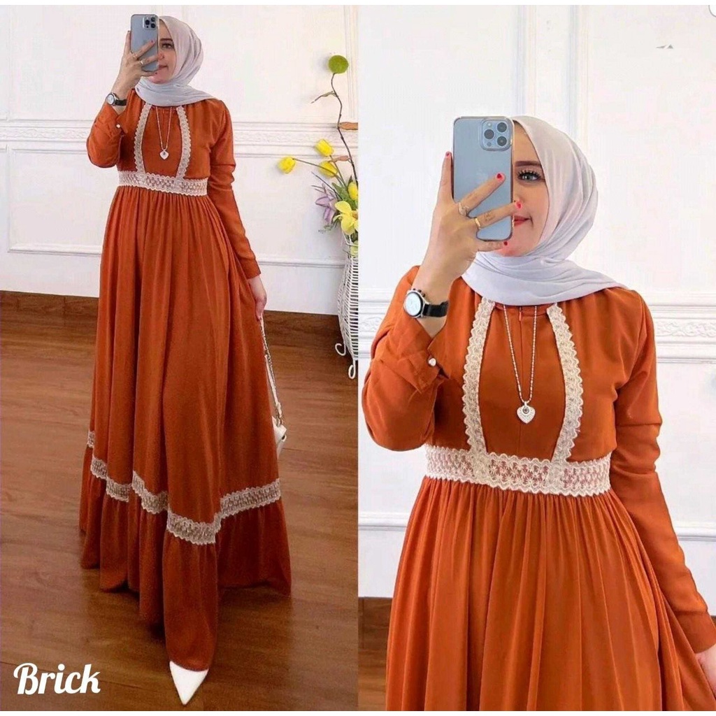 Gamis Pesta Kondangan Pernikahan Mewah Longdress Jumbo Brokat Kamila Brukat Elegan Model Gaun Muslim