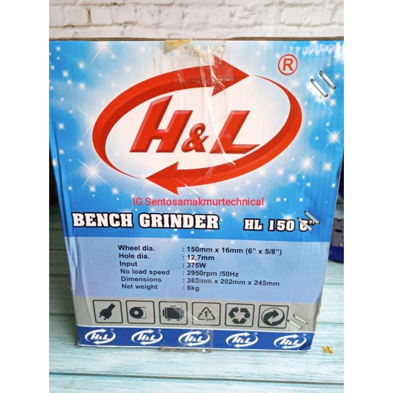 H&amp;L HL 150 6&quot; Bench Grinder Grenda Gurinda Duduk Double Asah Batu